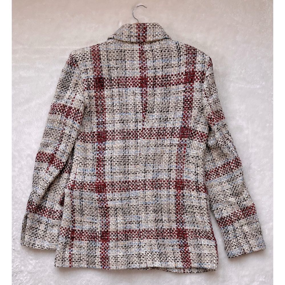 NWT Zara Blogger’s Favorite Textured Plaid Boucle Double Breasted Blazer, Small - Picture 15 of 16